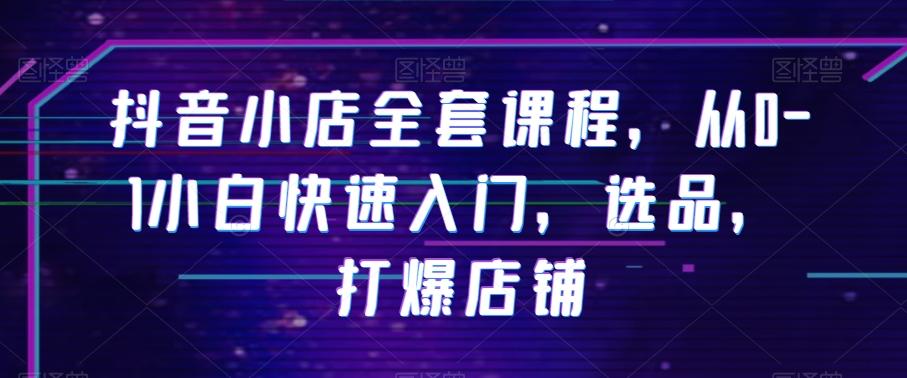 抖音小店全套课程，从0-1小白快速入门，选品，打爆店铺-梦凌网创