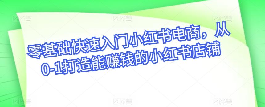 零基础快速入门小红书电商，从0-1打造能赚钱的小红书店铺-梦凌网创