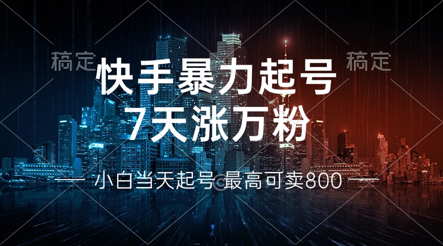 快手暴力起号，7天涨万粉，小白当天起号 多种变现方式，账号回收，单月…-梦凌网创