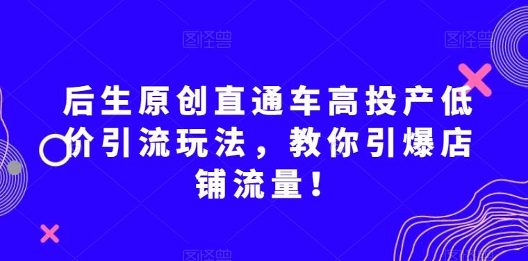 后生原创直通车高投产低价引流玩法，教你引爆店铺流量！-梦凌网创