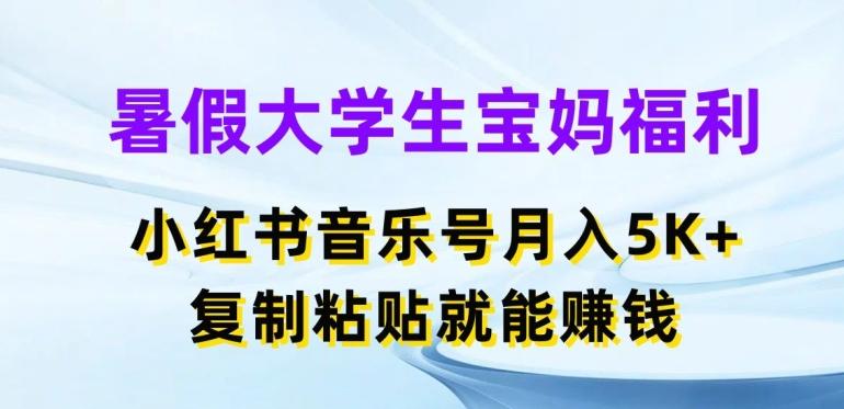 暑假大学生宝妈福利，小红书音乐号月入5000+，复制粘贴就能赚钱【揭秘】-梦凌网创