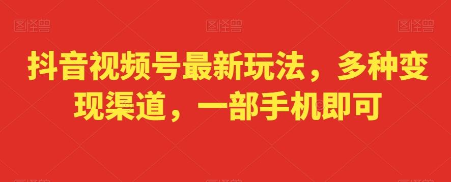 抖音视频号最新玩法，多种变现渠道，一部手机即可-梦凌网创