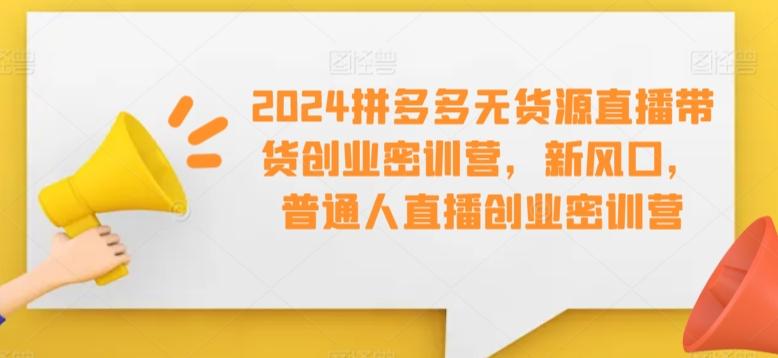 2024拼多多无货源直播带货创业密训营，新风口，普通人直播创业密训营-梦凌网创