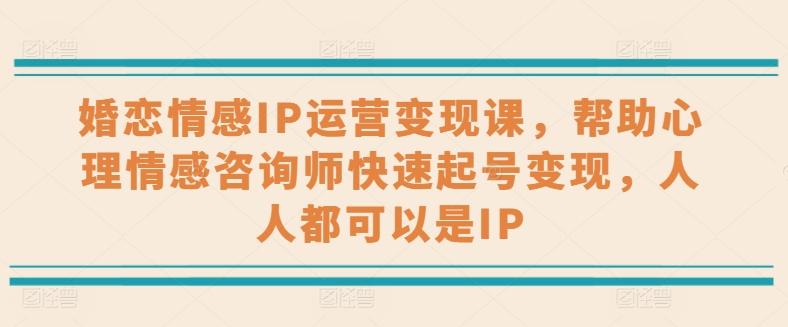 婚恋情感IP运营变现课，帮助心理情感咨询师快速起号变现，人人都可以是IP-梦凌网创