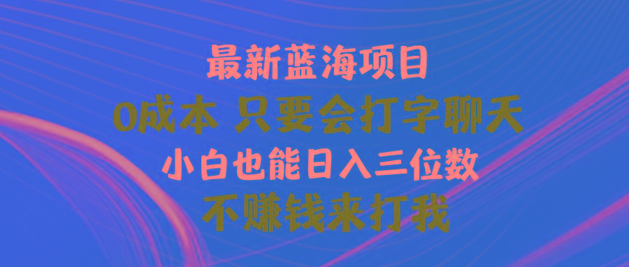 最新蓝海项目 0成本 只要会打字聊天 小白也能日入三位数 不赚钱来打我-梦凌网创