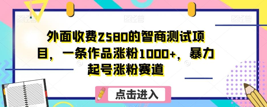 外面收费2580的智商测试项目，一条作品涨粉1000+，暴力起号涨粉赛道【揭秘】-梦凌网创