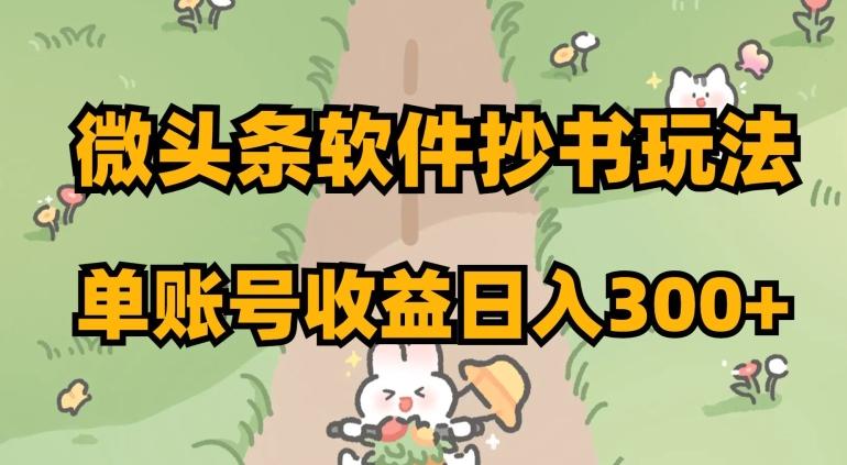微头条软件抄书玩法，单账号收益日入300+【揭秘】-梦凌网创