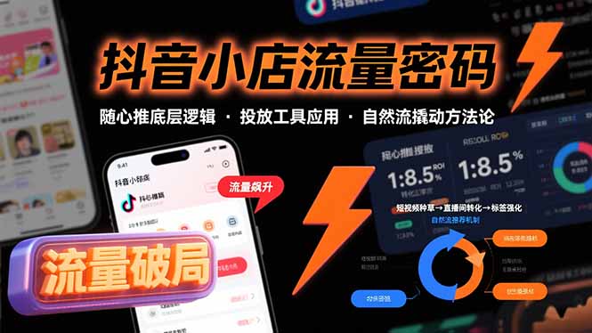 抖音小店流量密码，随心推底层逻辑，投放工具应用，自然流撬动核心方法论-梦凌网创