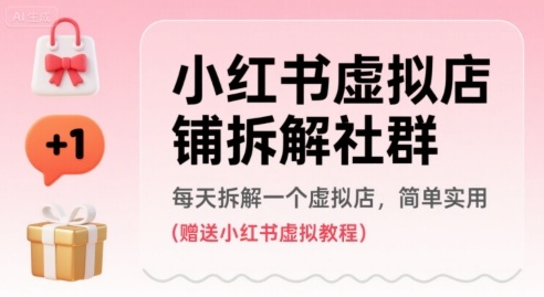 小红书虚拟店铺拆解社群，每天拆解一个虚拟店，简单实用(赠送小红书虚拟教程)-梦凌网创