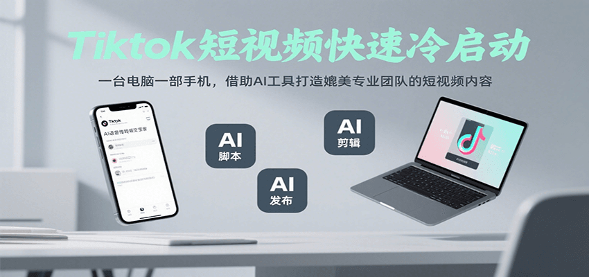 Tiktok短视频快速冷启动，一台电脑一部手机，借助AI工具打造媲美专业团队的短视频内容-梦凌网创