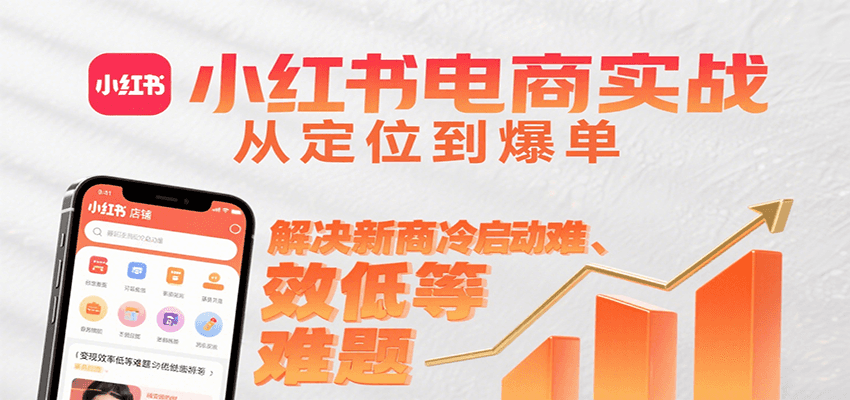 小红书电商实战，从定位到爆单解决新商冷启动难、变现效率低等难题-梦凌网创