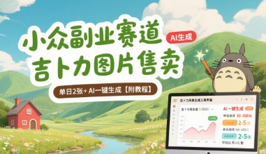 小众副业赛道 吉卜力图片售卖 单日2张+ AI一键生成【附教程】-梦凌网创