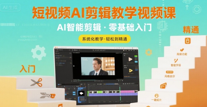 短视频AI剪辑教学视频课，入门到精通-梦凌网创