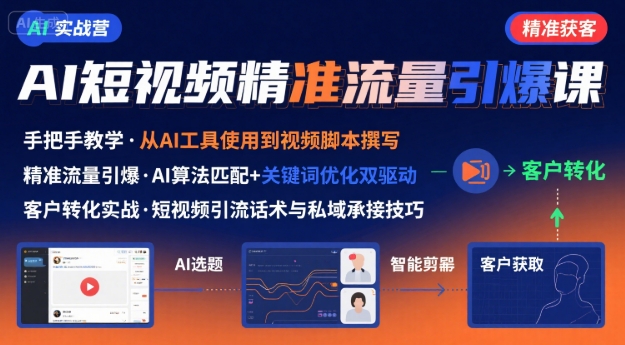 AI+短视频引爆精准客户实战营，手把手教你引爆Ai短视频精准流量-梦凌网创