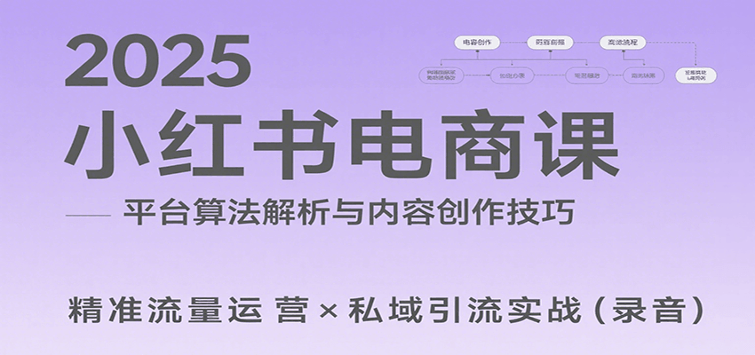 2025小红书电商课：解析算法，创作高转化内容，助力卖家获取流量实现变现(录音)-梦凌网创