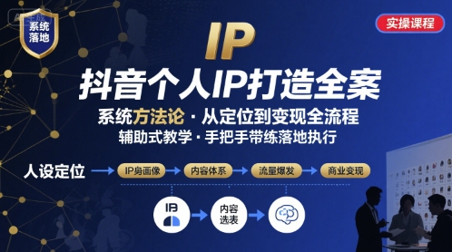 抖音个人IP系统落地实操大课，实操课程，辅助落地-梦凌网创