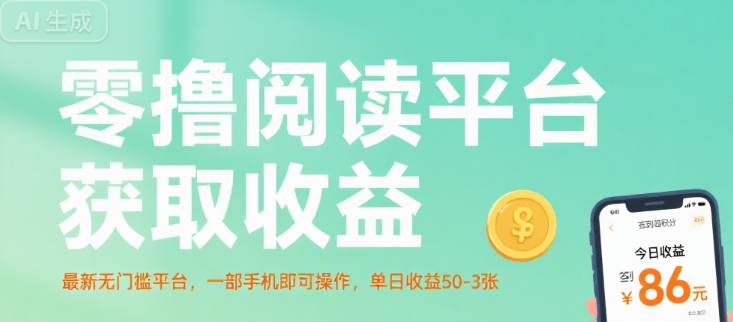 零撸阅读平台获取收益，最新无门槛平台，一部手机即可操作，单日收益50-3张【揭秘】-梦凌网创
