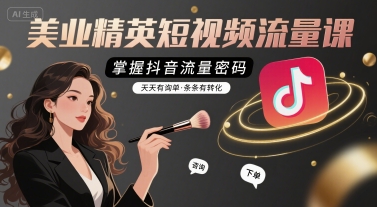 美业精英短视频流量课，掌握抖音流量密码，天天有询单，条条有转化-梦凌网创