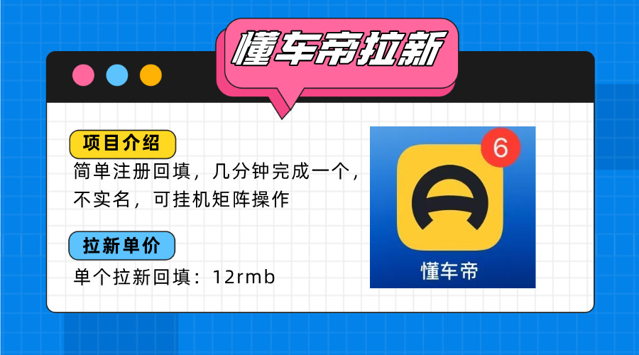 懂车帝邪修拉新玩法，简单注册回填，不sm，单个拉新12rmb，轻松日入200+-梦凌网创