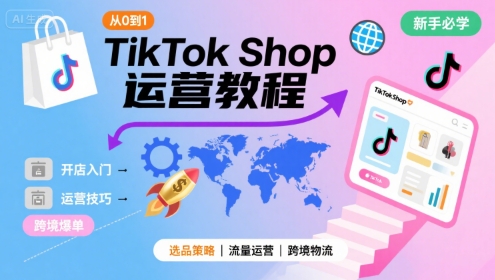 TikTok Shop从0到1运营教程，TikTok跨境电商新手必学课程-梦凌网创