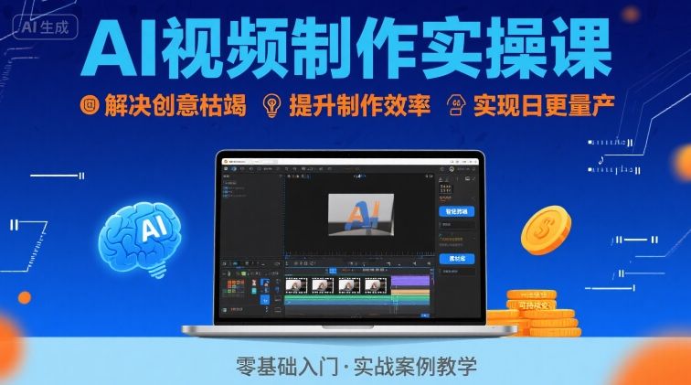 Ai视频制作实操课，解决创意枯竭、效率低下痛点，实现日更量产可持续变现-梦凌网创