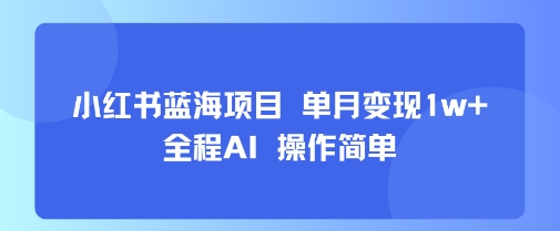 小红书蓝海项目 单月变现1w+ 全程AI 操作简单-梦凌网创