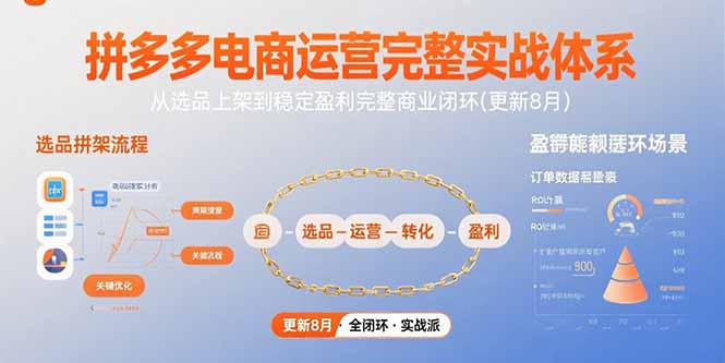 拼多多电商运营完整实战体系，从选品上架到稳定盈利完整商业闭环(更新8月-梦凌网创