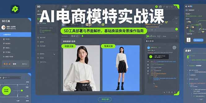 AI电商模特实战课，SD工具部署与界面解析，基础换装换背景操作指南-梦凌网创