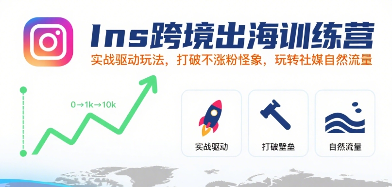 Ins跨境出海训练营，实战驱动玩法，打破不涨粉怪象，玩转社媒自然流量-梦凌网创