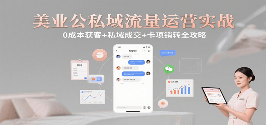 美业公私域流量运营实战：0成本获客+私域成交+卡项销转全攻略-梦凌网创