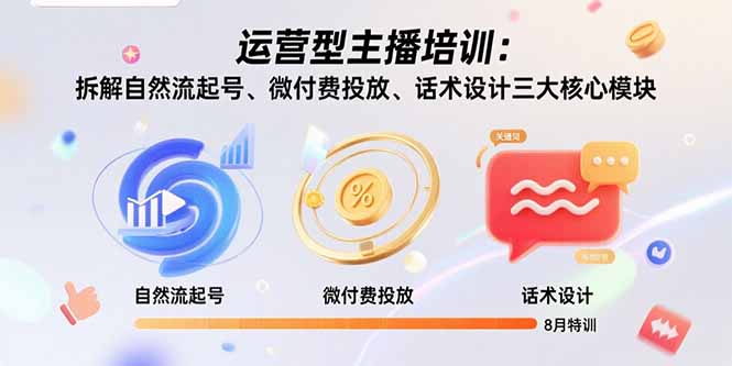 运营型主播培训：拆解自然流起号、微付费投放、话术设计三大核心模块-8月-梦凌网创