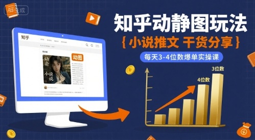 小说推文干货分享之知乎动静图玩法，每天3-4位数爆单实操课-梦凌网创