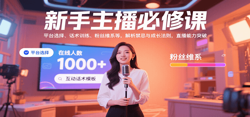 新手主播必修课：平台选择、话术训练、粉丝维系等，解析禁忌与成长法则，突破直播能力-梦凌网创