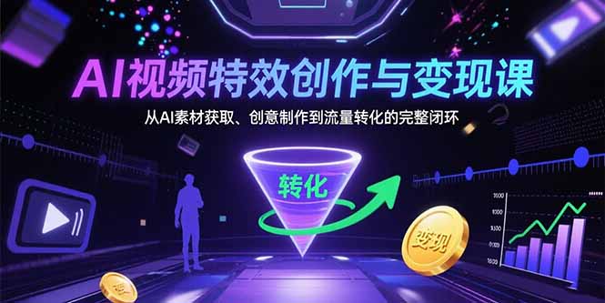 AI视频特效创作与变现课：从AI素材获取、创意制作到流量转化的完整闭环-梦凌网创