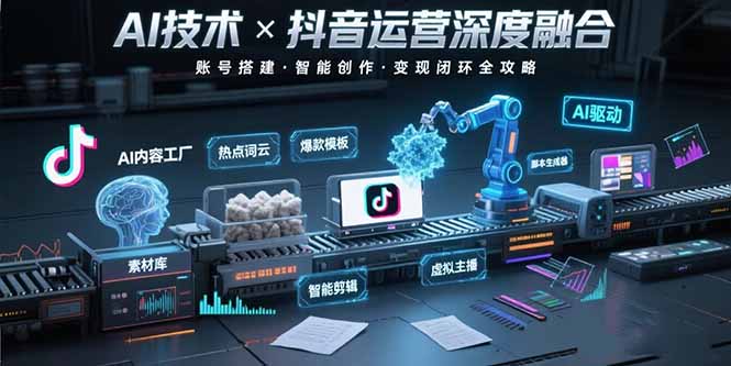 AI技术与抖音运营的深度融合应用：涵盖账号搭建、内容创作、收益变现等-梦凌网创