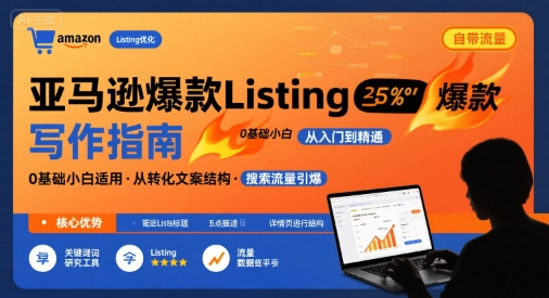亚马逊爆款Listing写作方法，亚马逊0基础小白也能写爆款自带流量的Listing-梦凌网创