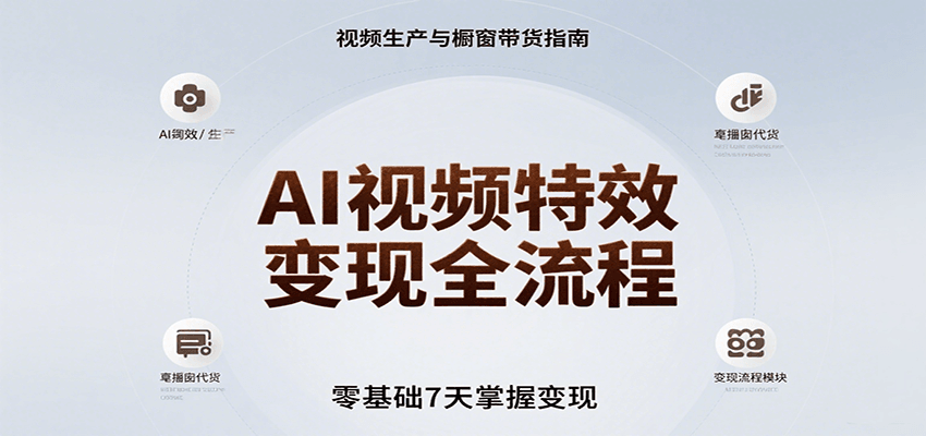 AI视频特效变现全流程，零基础7天掌握视频生产到橱窗带货变现-梦凌网创