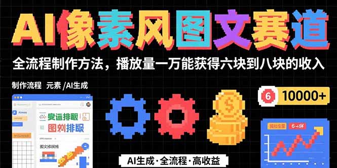AI像素风图文赛道：全流程制作方法，播放量一万能获得6块到8块的收入-梦凌网创