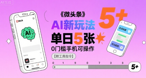 微头条AI新玩法，小白单日5张+，0门槛手机可操作【附工具指令】-梦凌网创