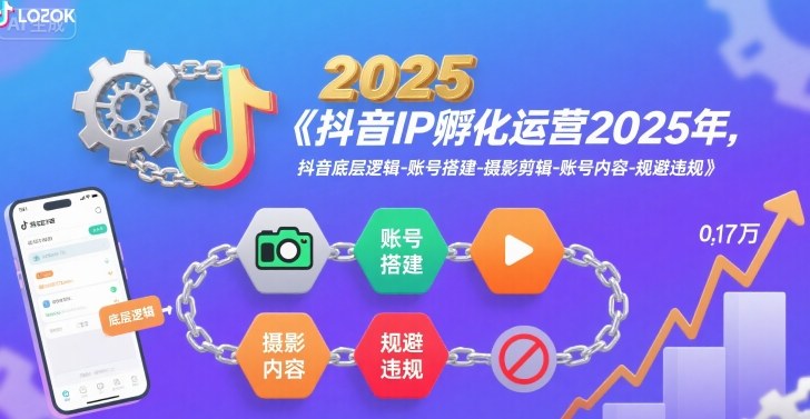 抖音IP孵化运营2025年，抖音底层逻辑-账号搭建-摄影剪辑-账号内容-规避违规-梦凌网创