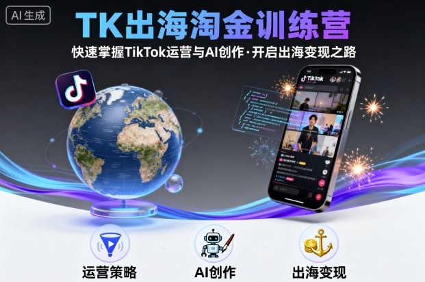 TK出海淘金训练营，助你快速掌握TikTok运营与AI创作，开启出海变现之路-梦凌网创