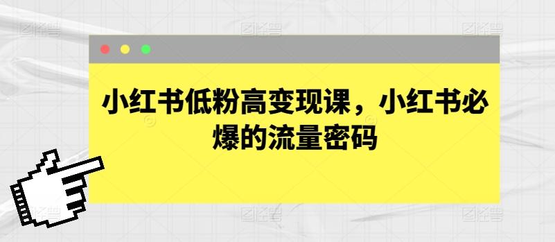 小红书低粉高变现课，小红书必爆的流量密码-梦凌网创