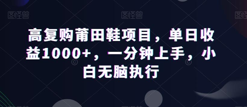 高复购莆田鞋项目，单日收益1000+，一分钟上手，小白无脑执行-梦凌网创