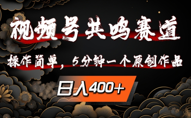 视频号共鸣赛道，操作简单，5分钟1个原创作品，日入几张【揭秘】-梦凌网创