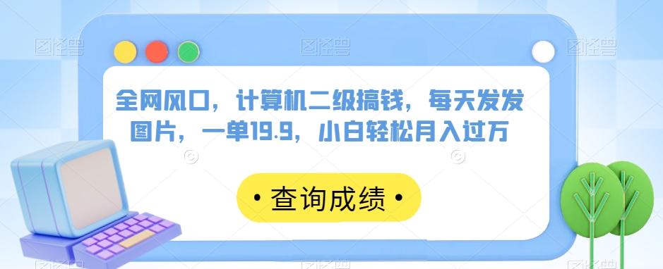 全网风口，计算机二级搞钱，每天发发图片，一单19.9，小白轻松月入过万【揭秘】-梦凌网创
