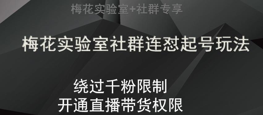 梅花实验室社群连怼起号玩法，视频号绕过千粉限制，开通直播带货权限【揭秘】-梦凌网创