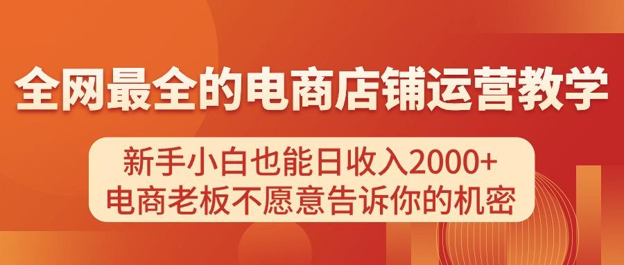 电商店铺运营教学，新手小白也能日收入2000+，电商老板不愿意告诉你的机密-梦凌网创