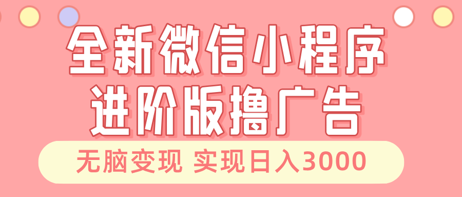 全新微信小程序进阶版撸广告 无脑变现睡后也有收入 日入3000＋-梦凌网创
