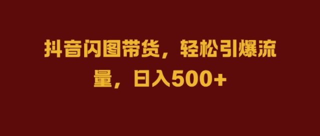抖音闪图带货，轻松引爆流量，日入几张【揭秘】-梦凌网创