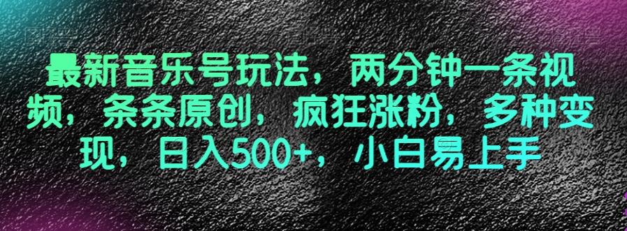最新音乐号玩法，两分钟一条视频，条条原创，疯狂涨粉，多种变现，日入500+，小白易上手【揭秘】-梦凌网创
